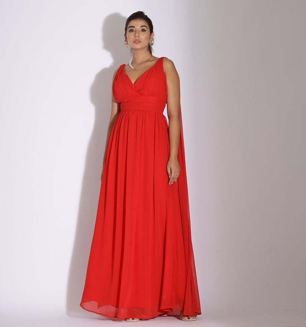 red evening gown for women front 2