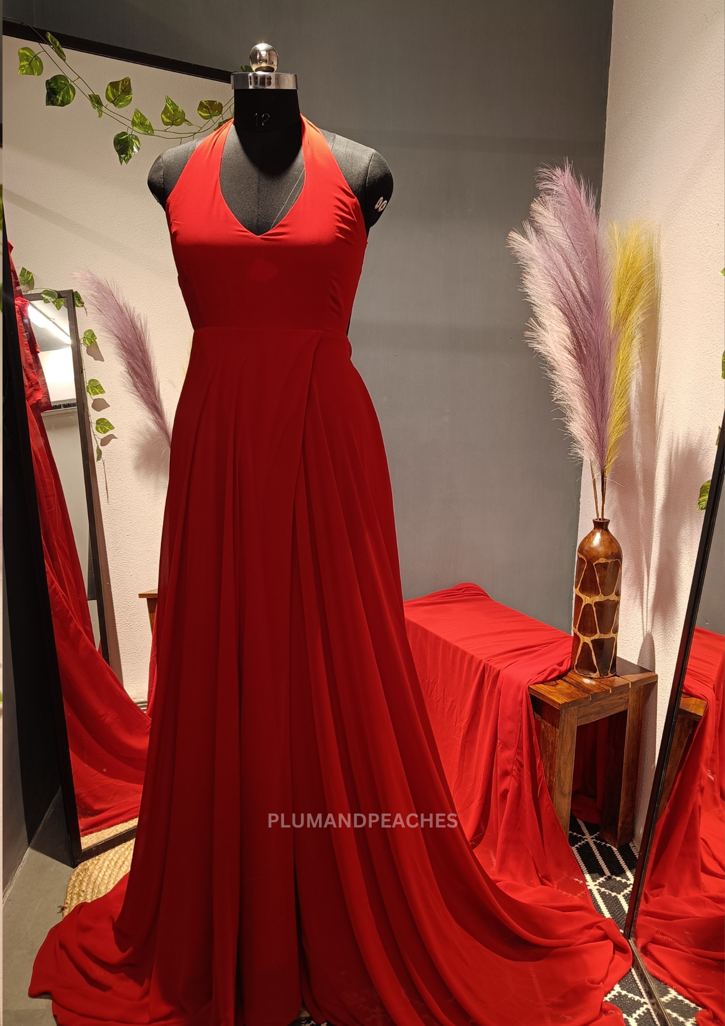 Red Georgette Flying Gown