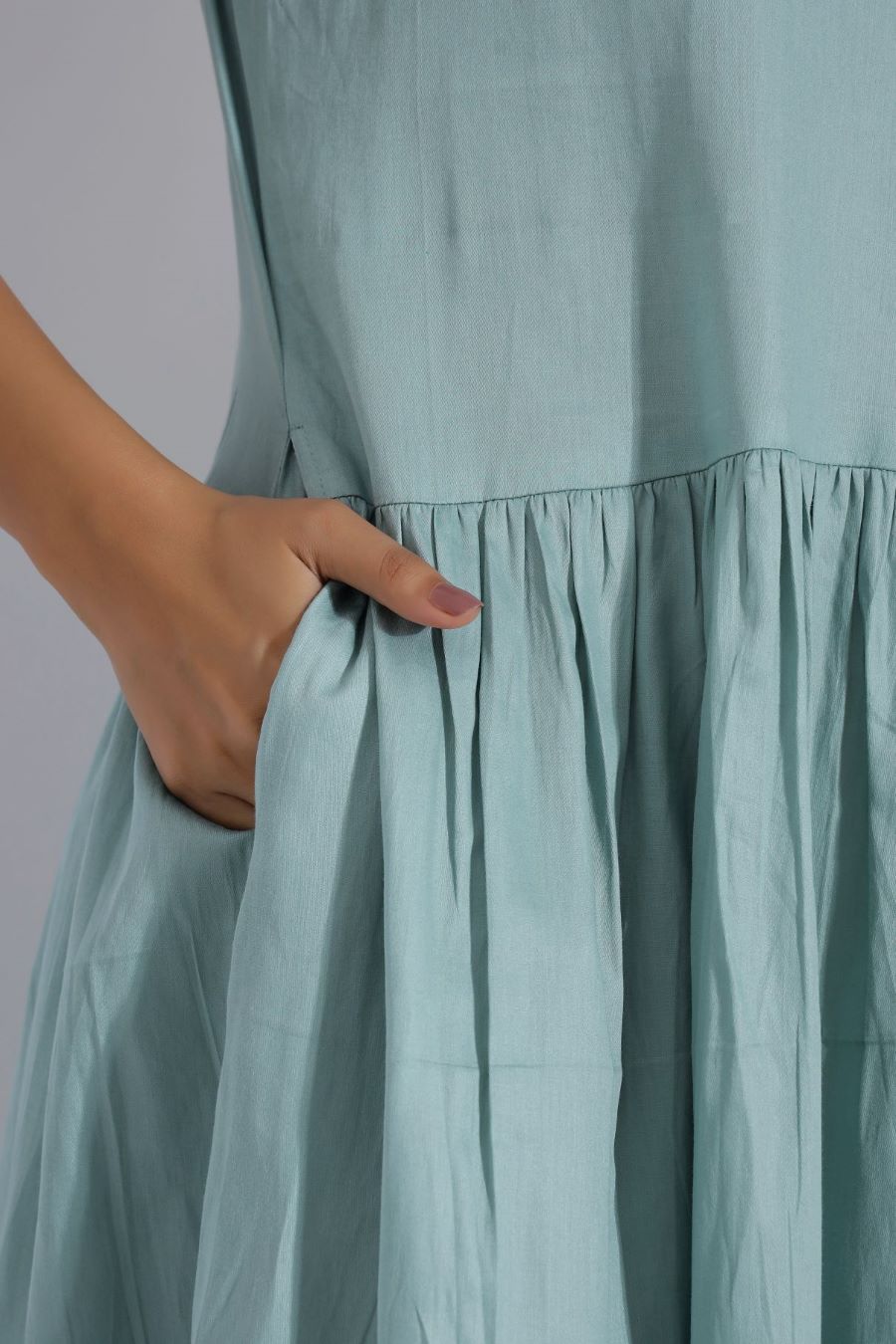 Sage Green Sleeveless Cotton Maxi Dress