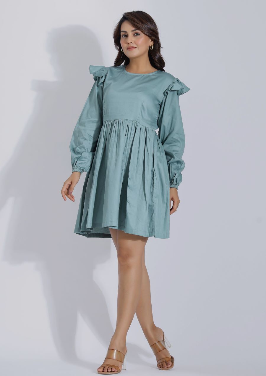 Short Flare Holiday Dress With Sleeves