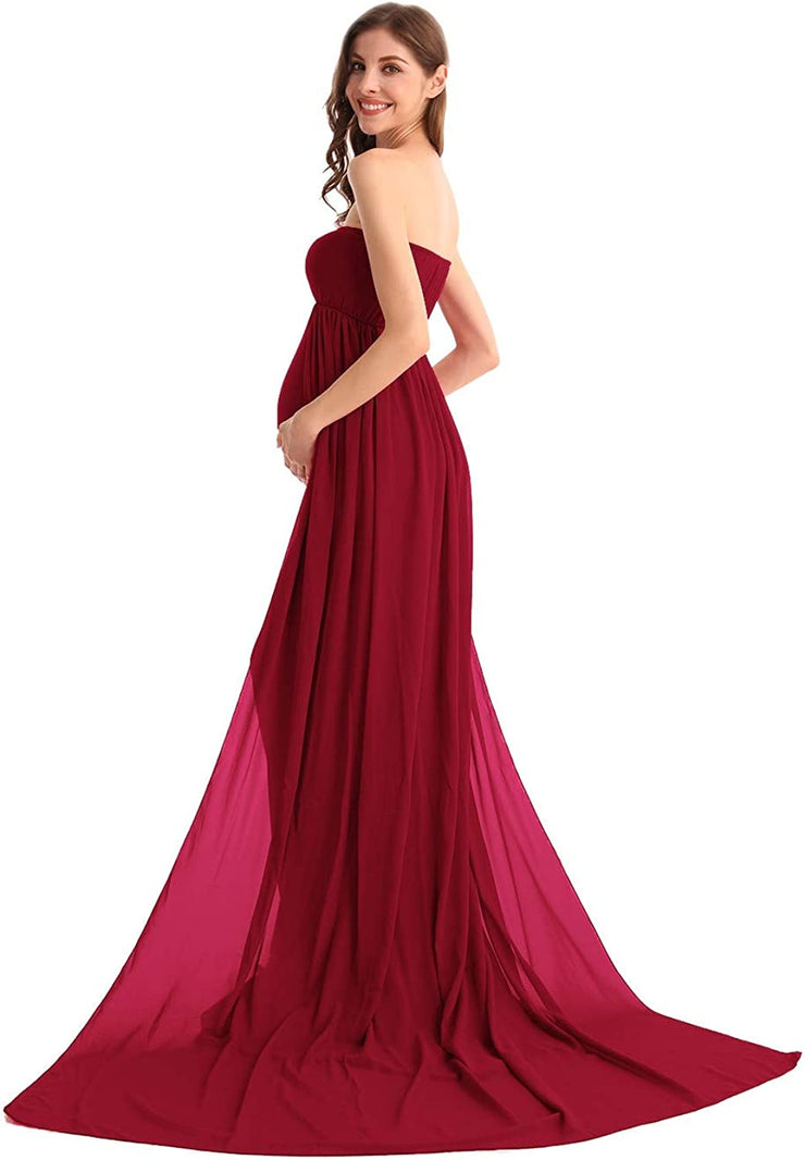 Strapless Maternity Photoshoot Gown Plum And Peaches