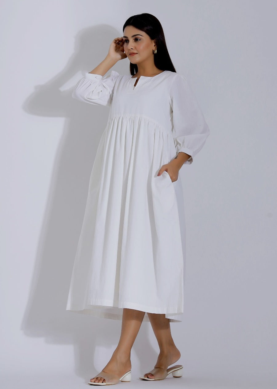 Summer White Colour Cotton Dress for Women – Plum and Peaches