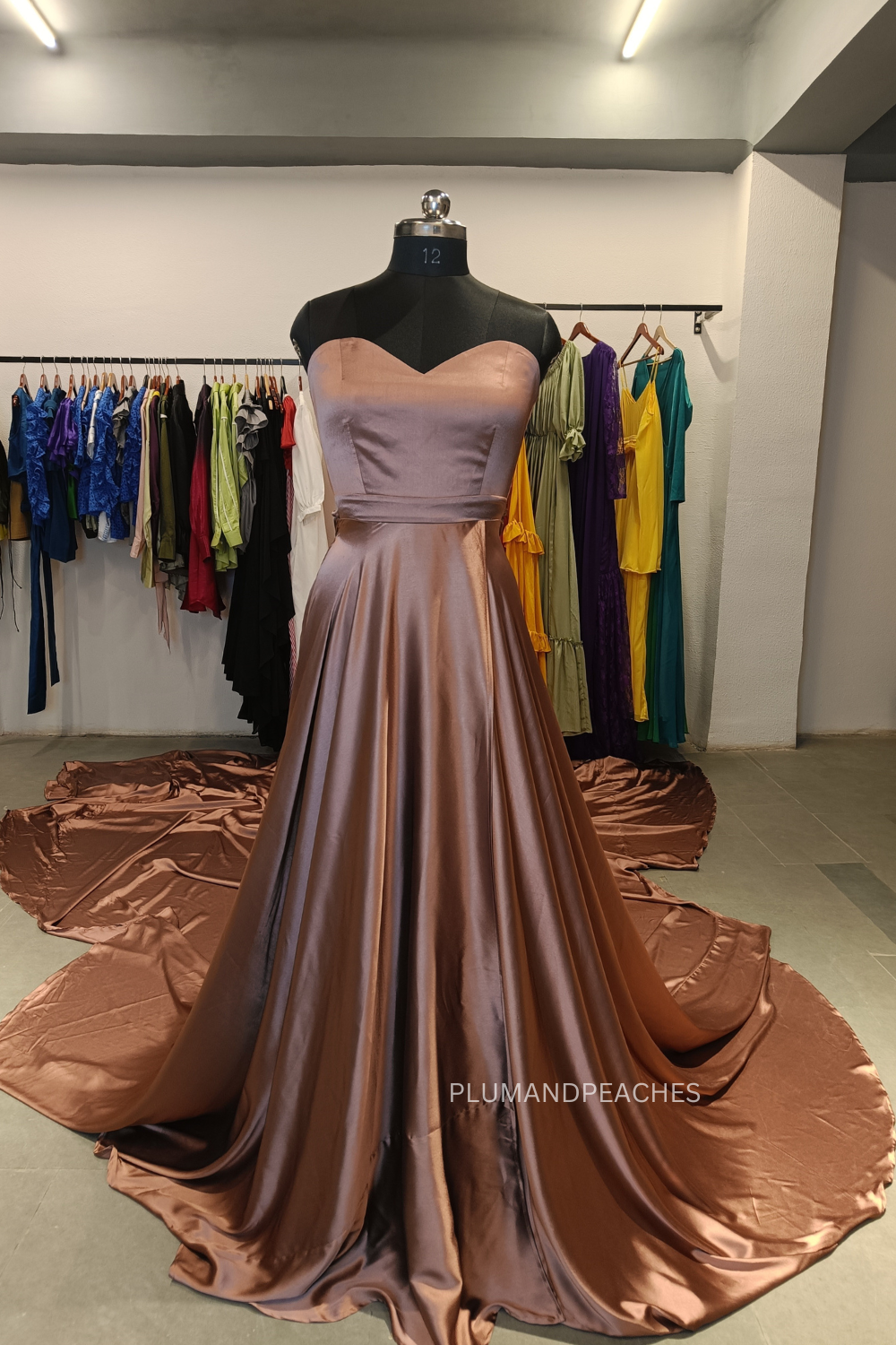 G650, Mustard slit cut shoot Long Trail Gown, Size (All) – Style Icon  www.dressrent.in