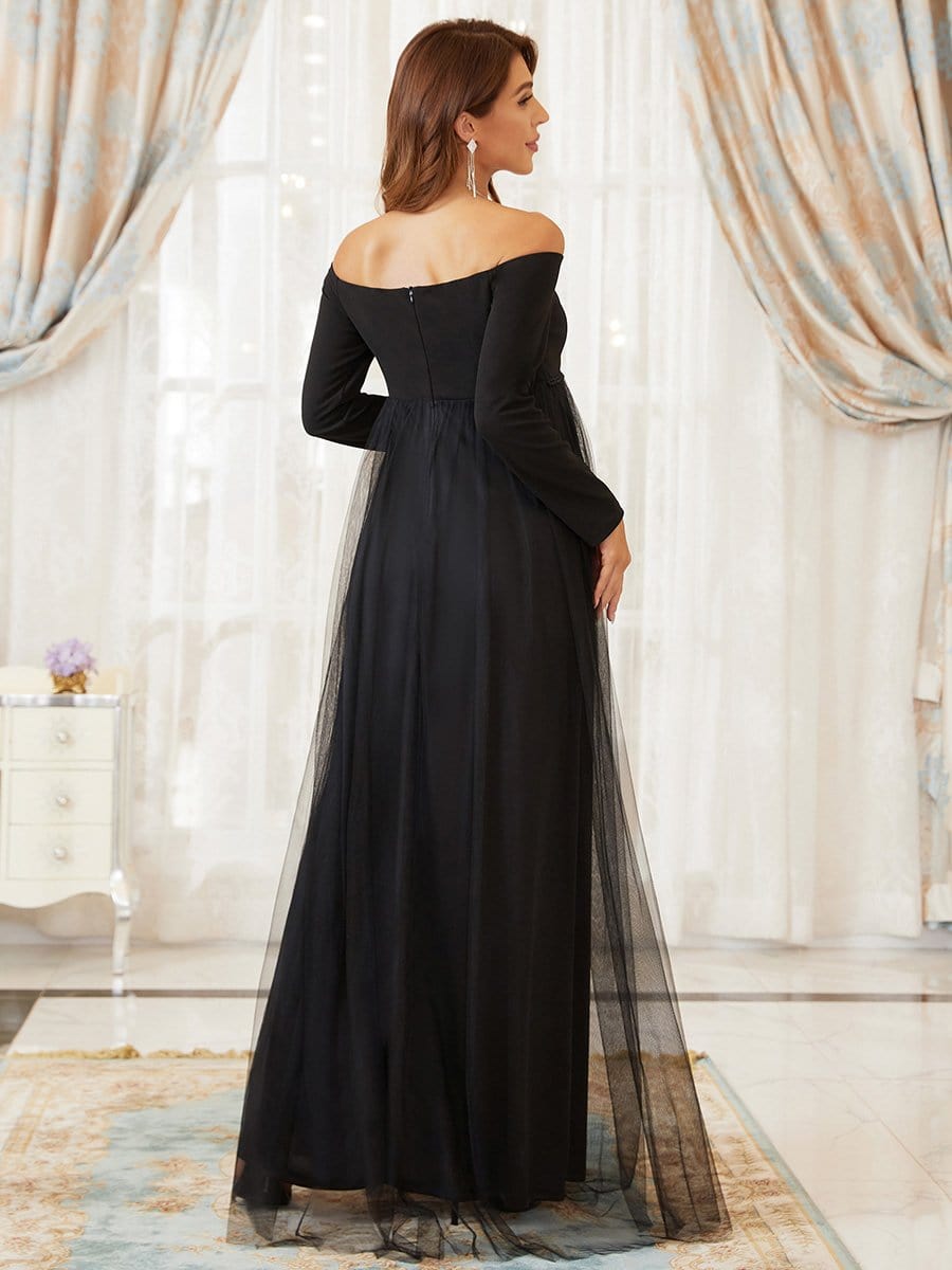 Timeless Elegance: Black Maternity Dress in Tulle and Jersey