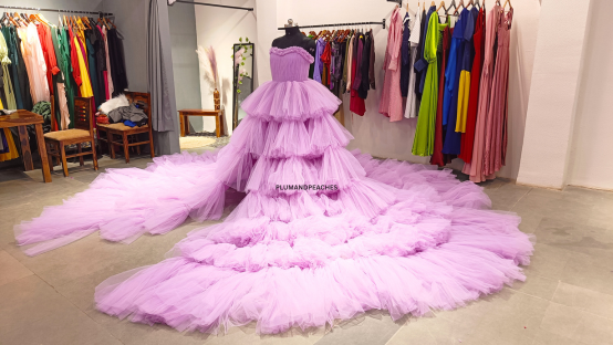 Gown with long trail best sale