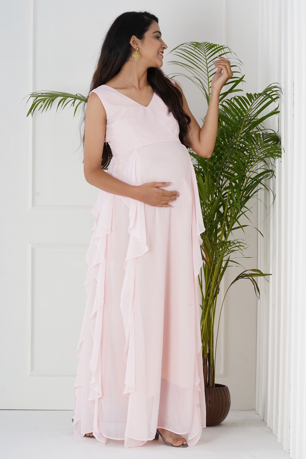 Baby Pink Maternity Photoshoot Dress