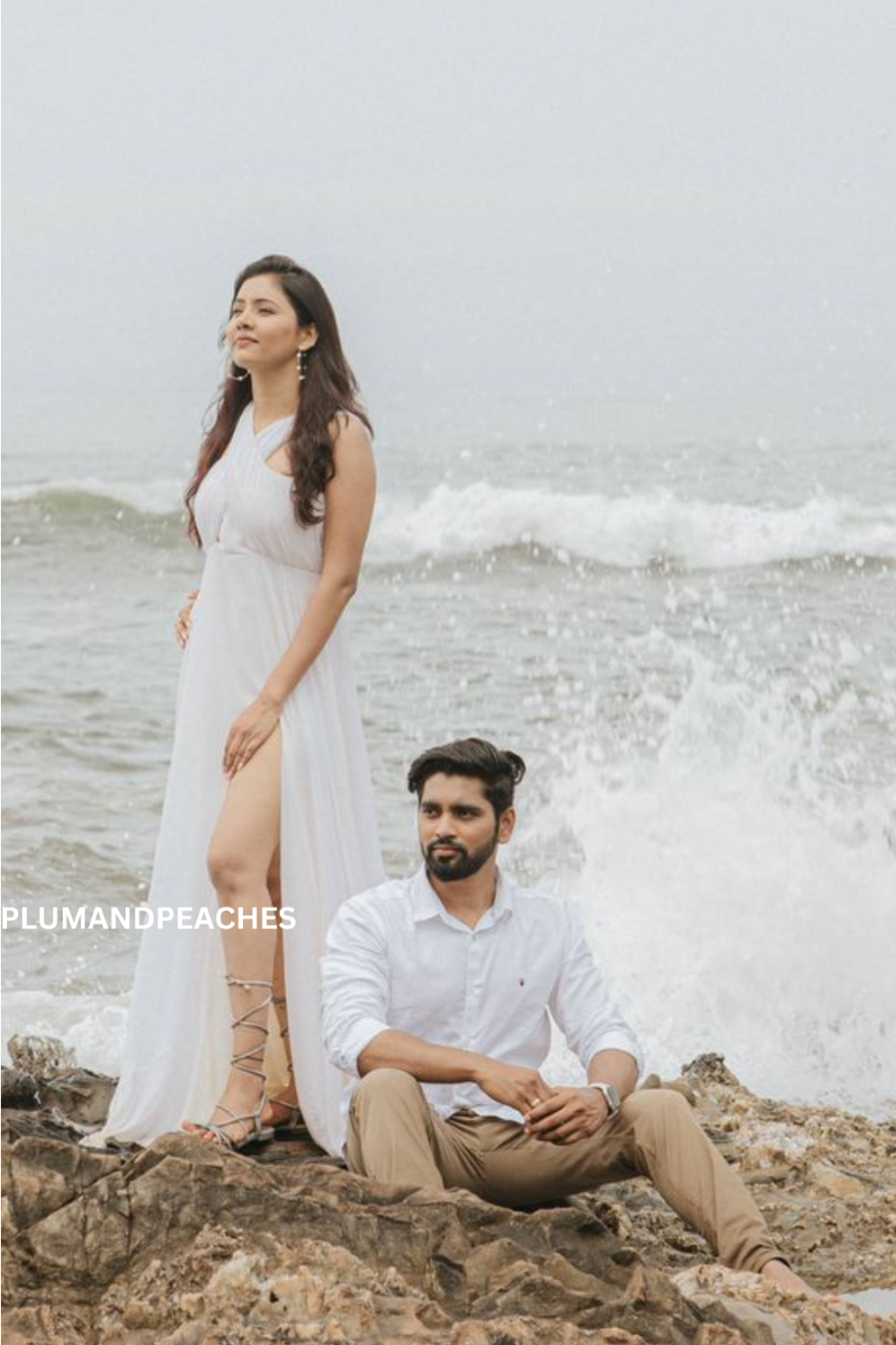 White Pre wedding Photoshoot Dress Plum and Peaches White Pre wedding Photoshoot Dress Plum and Peaches