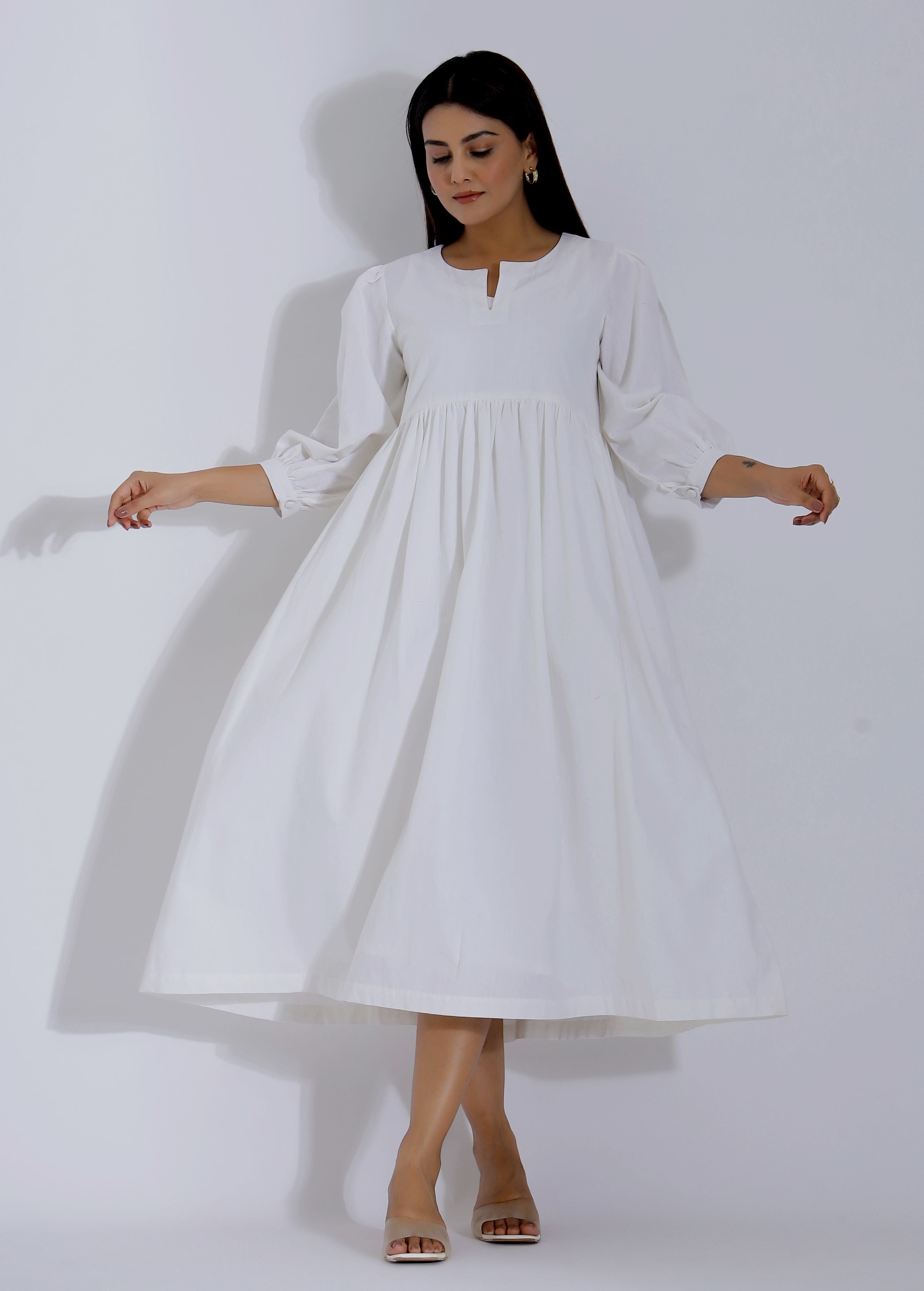 White Cotton Dress front