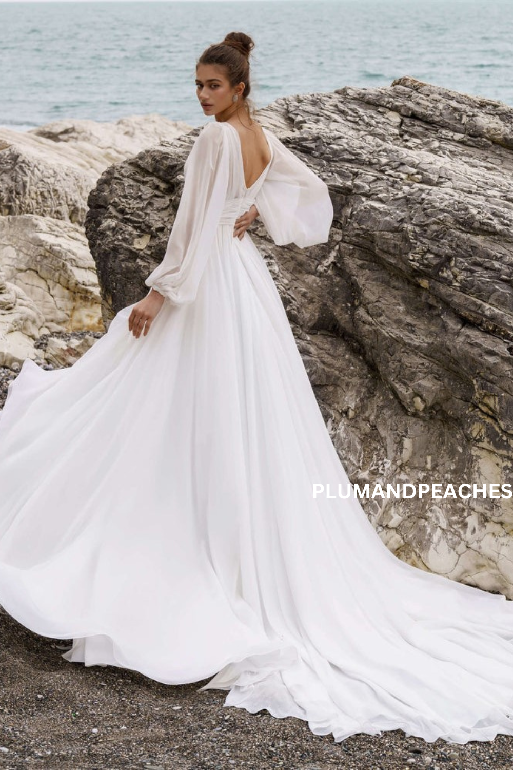 White Pre Wedding Photoshoot Gown Back