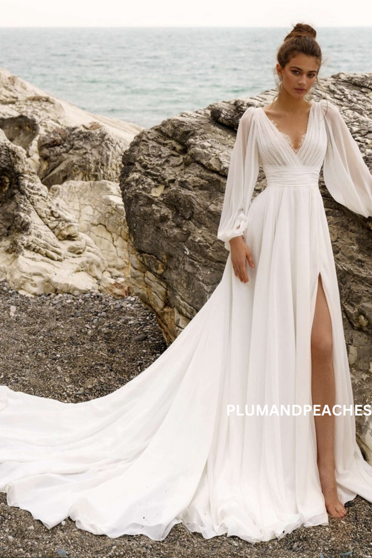 White Pre Wedding Photoshoot Gown