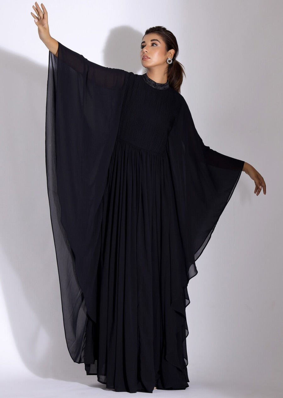 Women Party Wear Long Kaftan Dress in Black