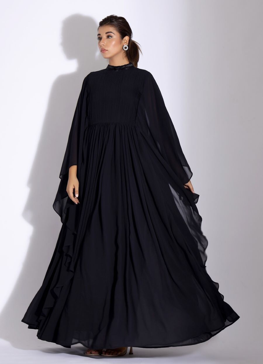 Women's Georgette Black Party Wear Kaftan Dress Plum and Peaches Women's Georgette Black Party Wear Kaftan Dress Plum and Peaches