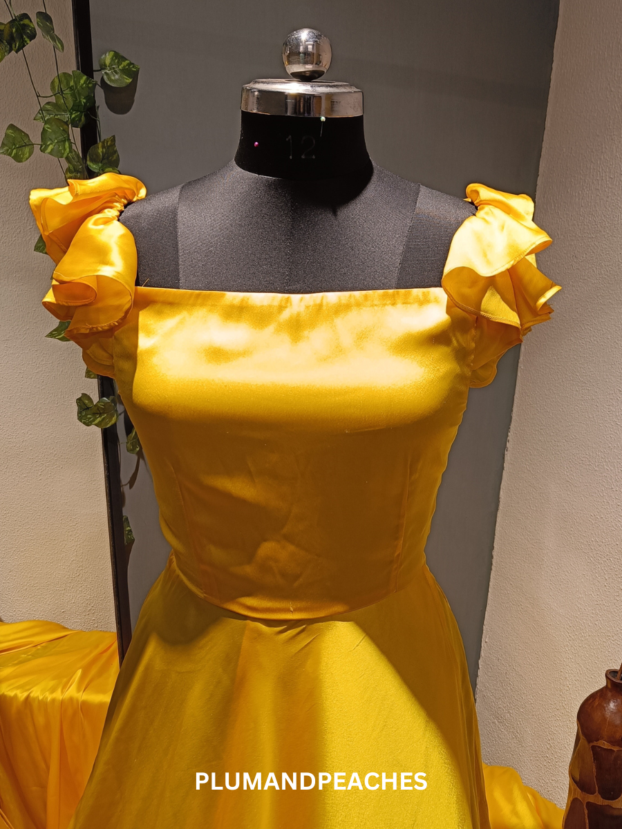 Yellow Long Tail Dress for Photoshoot