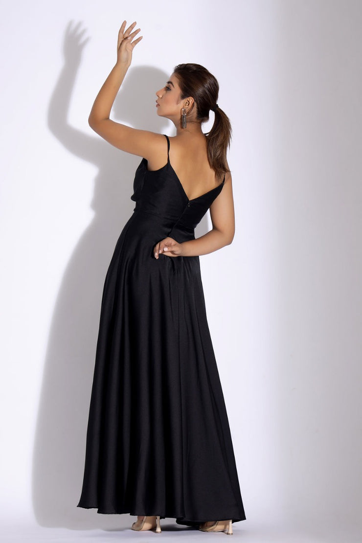 front tie ankle length dress back