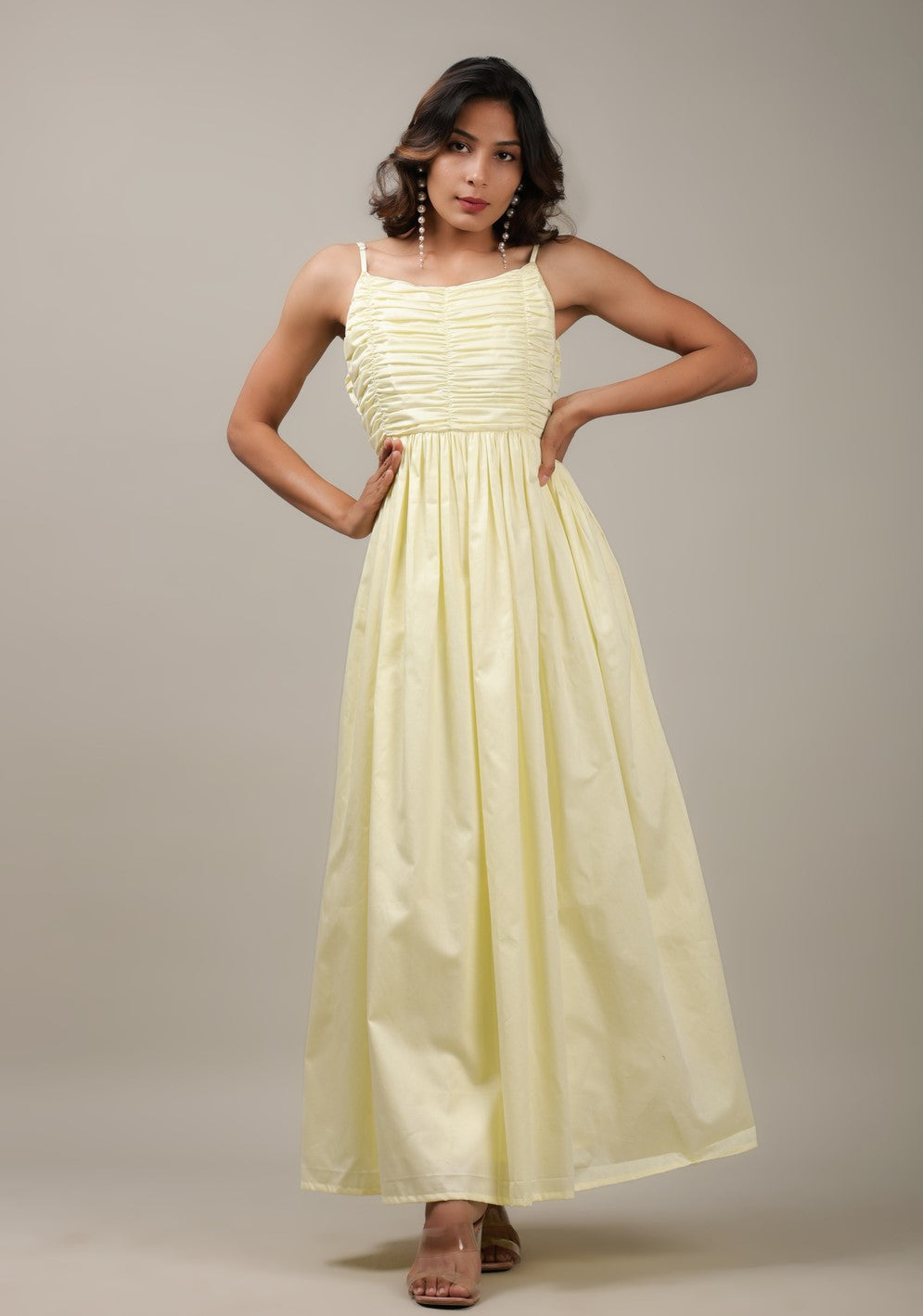 lemon yellow cotton dress front