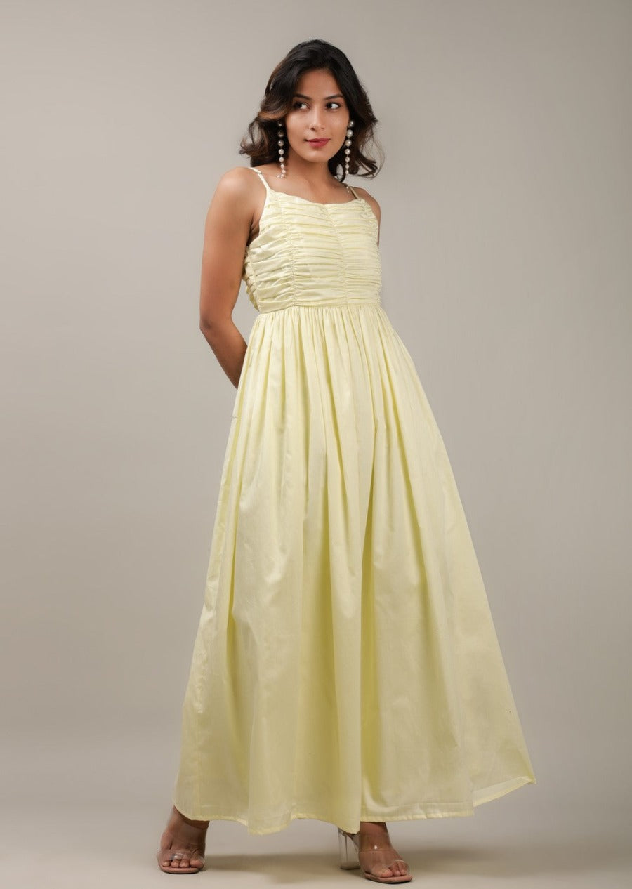 lemon yellow cotton dress front 2
