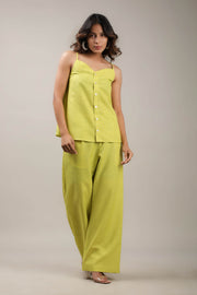 lime yellow linen co-ord set front2