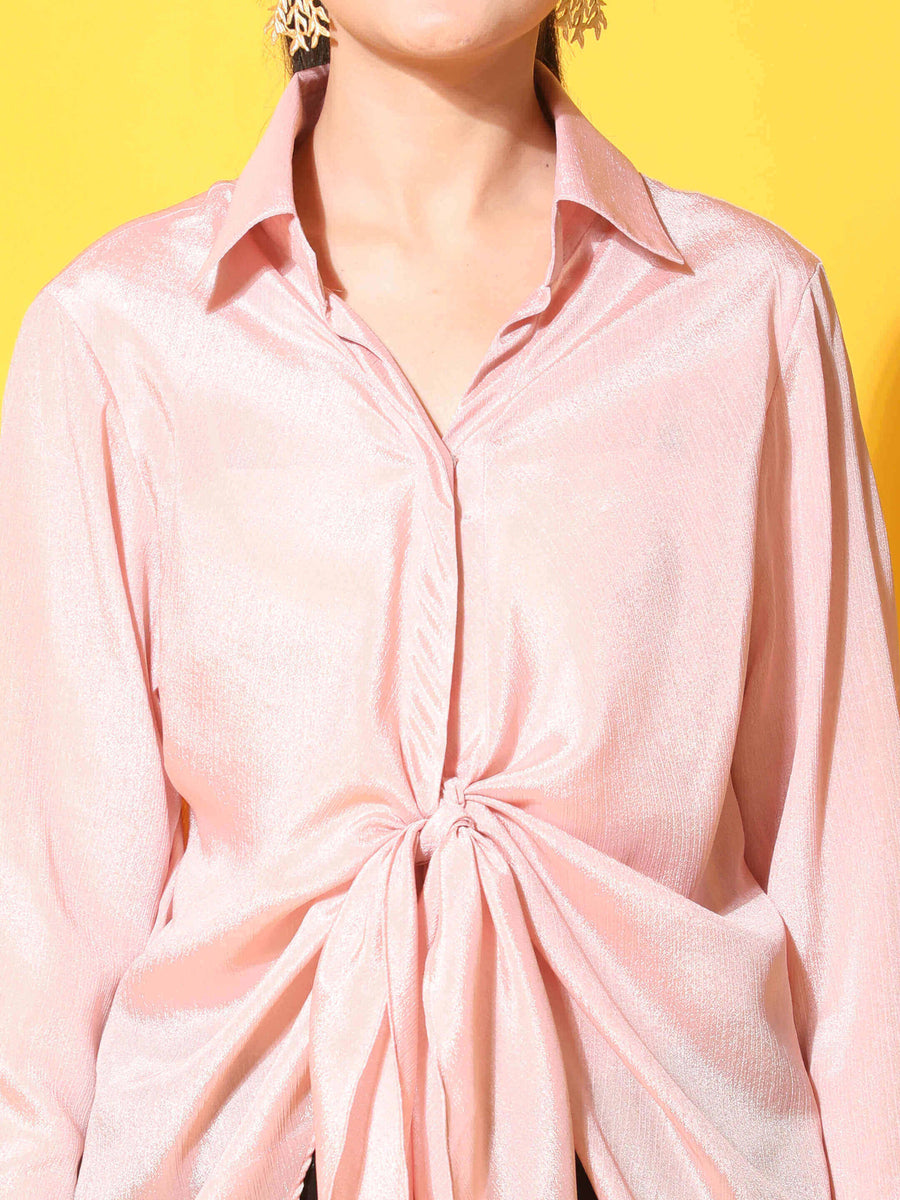 Pink Front Knot Shirt | Party tops for women β Plum and Peaches