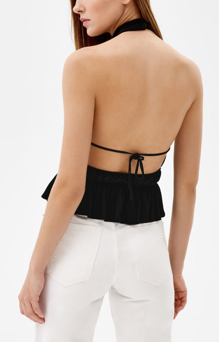 Pleated Backless Top