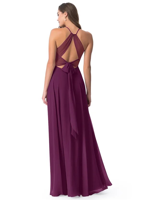 HALTER EVENING GOWN WITH SLIT