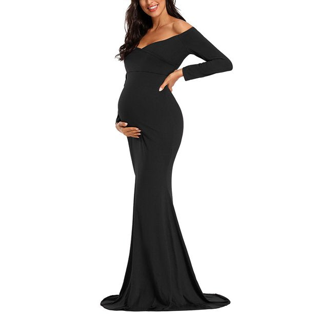 Black Mermaid Maternity Gown