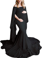 Maternity Photoshoot Gown with Flared Sleeves