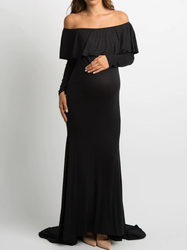 Black Maternity Dress with Short Tail