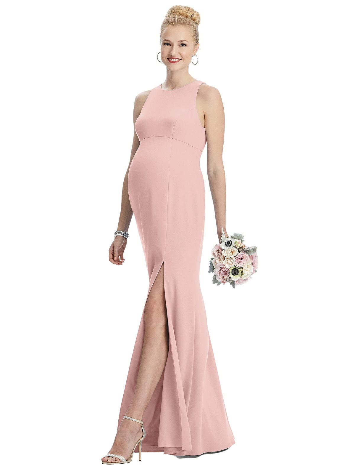 Pink Sleeveless Maternity Gown