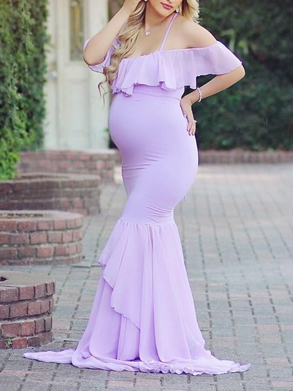 Ruffle Mermaid Maternity Photoshoot Gown