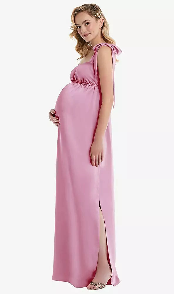 Satin Elegance Maternity Gown in pink